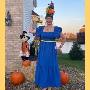 🍌 Chiquita Banana Carmen Miranda Women’s Costume• Fruit turban, dress, earrings
